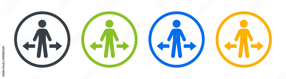 Person standing on direction icon vector illustration. Lift and right arrow. Person standing on direction icon vector illustration. Lift and right arrow.