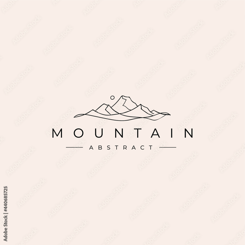 Simple Abstract Mountain Line Art Minimalist Logo Vector Illustration ...