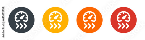 Gauge or Speedomete icon set. Tachometer with arrow symbol vector illustration.