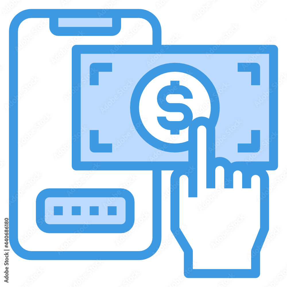 Hand blue outline icon