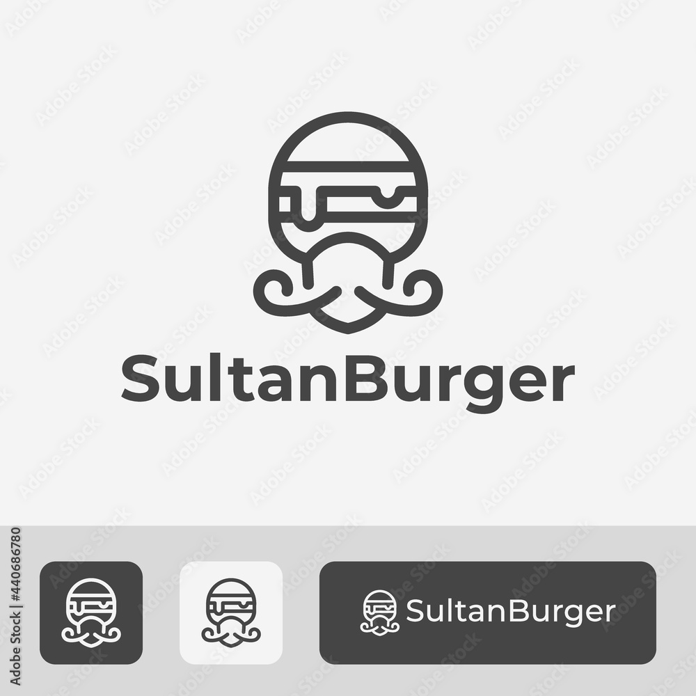 unique sultan burger logo design, simple and minimal hamburger icon symbol vector illustration for busines label unique sultan burger logo design, simple and minimal hamburger icon symbol vector illustration for busines label