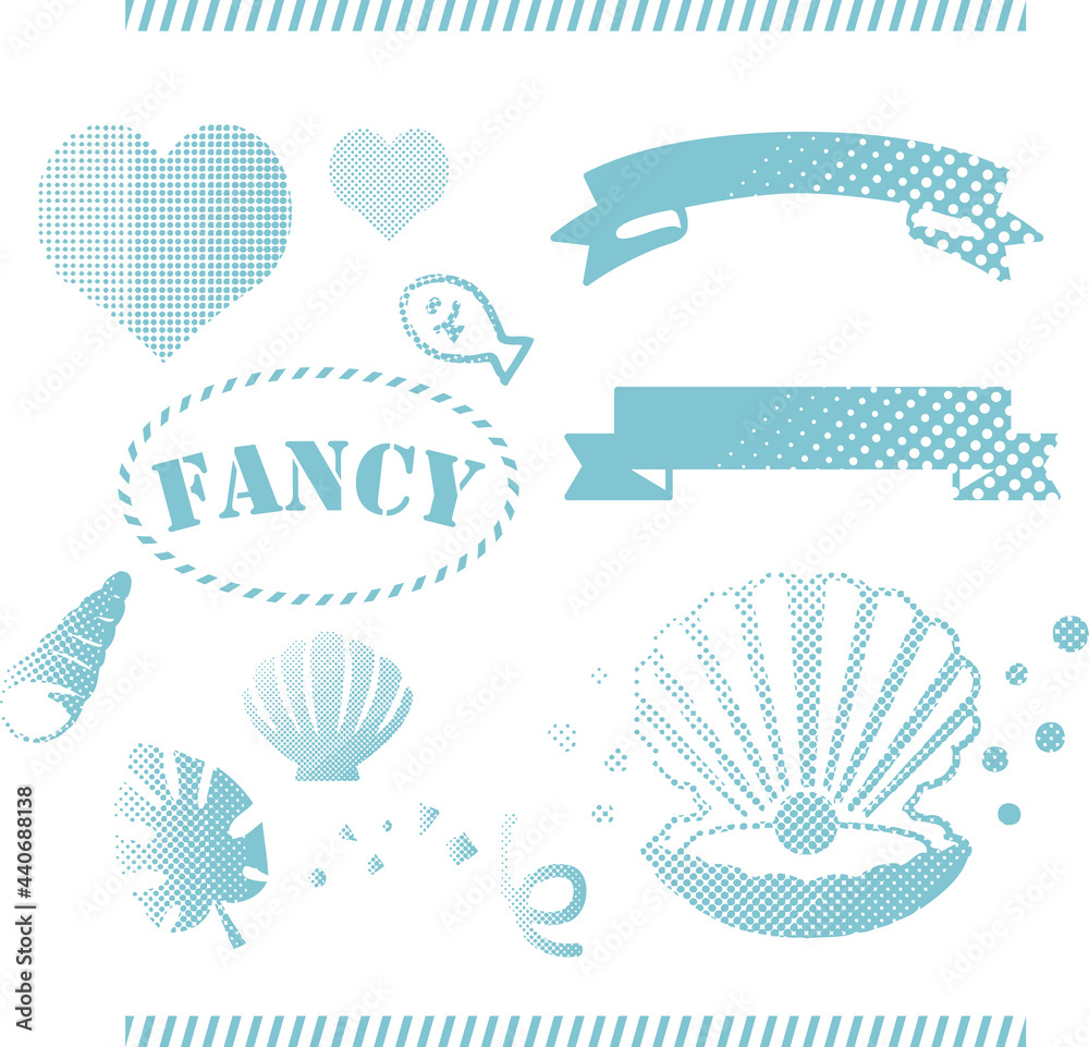 夏 海 南国 トロピカル ファンシー ガーリー おしゃれ かわいい リボン ドット イラストセット Stock Vector Adobe Stock