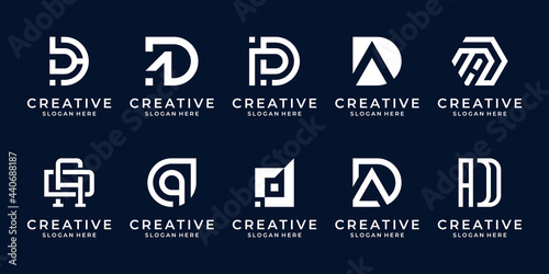 Set of letter d digital logo design. Abstract symbol logo for business technology.	