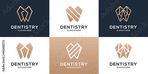 Collection of dental logo template. Creative icon with geometric shape logo set.