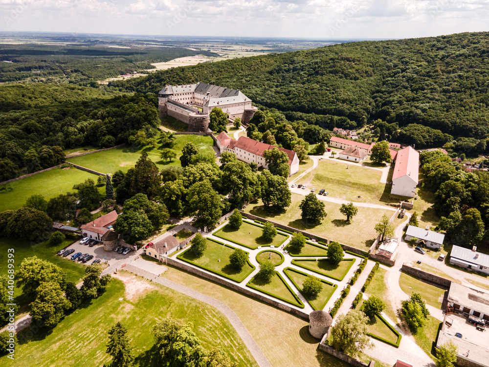 Cerveny Kamen Castle is a 13th-century castle in Slovakia. Castle with  beautiful garden and park Stock Photo | Adobe Stock