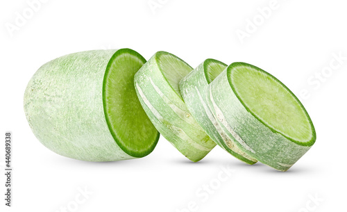 green turnip on white background