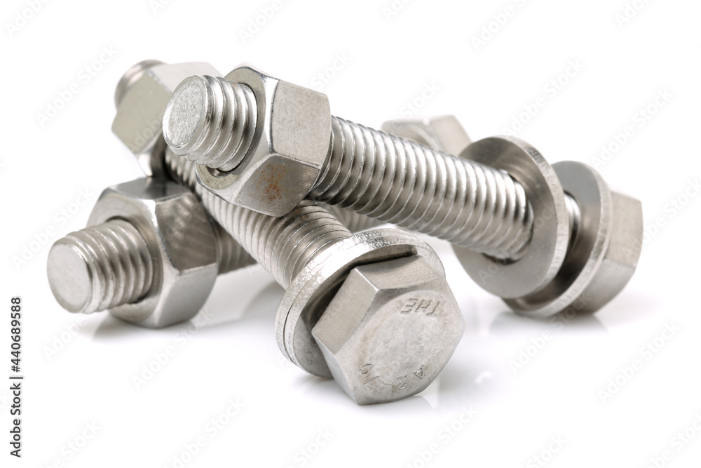 bolt and nut isolated on white background bolt and nut isolated on white background