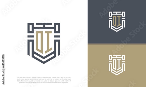 Luxury Shield Letter OI Logo Design. Initial Letter Logo.
