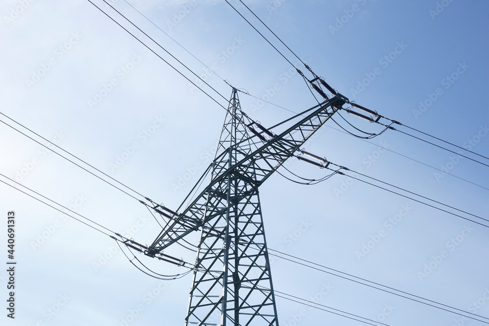 Strommast , Blauer Himmel, Deutschland, Europa Strommast , Blauer Himmel, Deutschland, Europa