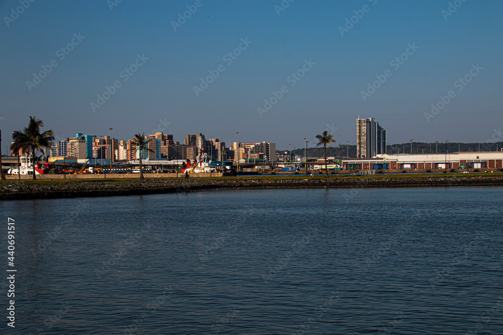 Downtown Tall Residential Buildings Beyond Durban Harbour