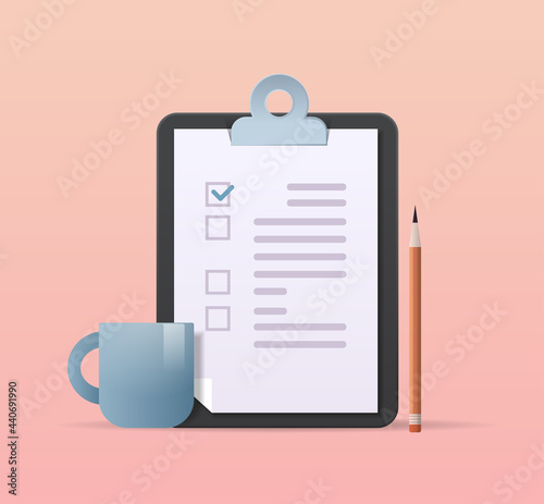 clipboard with check mark sign business task goal achievements planning schedule concept vector illustration