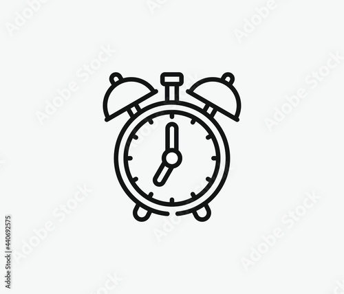 Alarm clock vector icon. Editable stroke. Symbol in Line Art Style for Design, Presentation, Website or Apps Elements, Logo. Pixel vector graphics - Vector