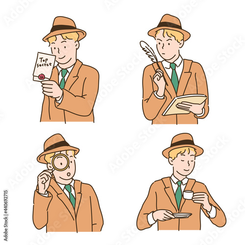 detective work. hand drawn style vector design illustrations. 