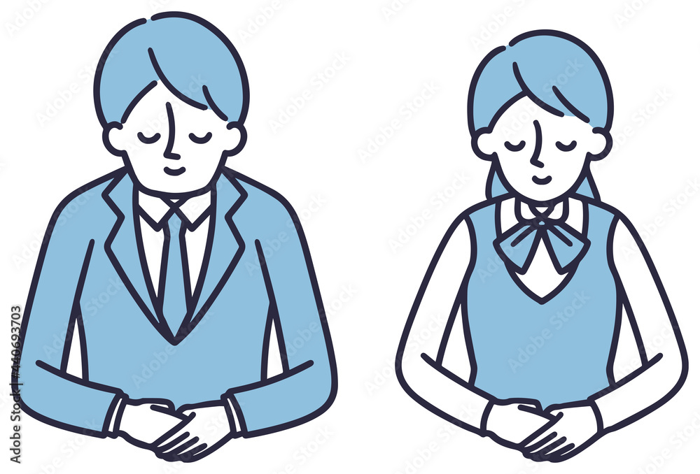 笑顔でお辞儀をする男女 シンプルイラスト Stock Vector Adobe Stock