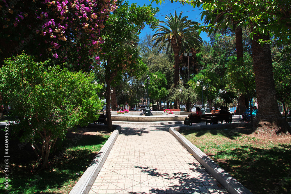 The park in the center of San Felipe, Chile