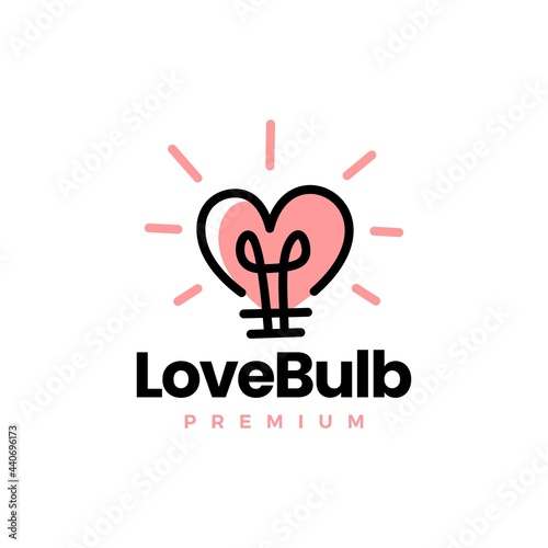 love bulb lamp idea smart heart logo vector icon illustration