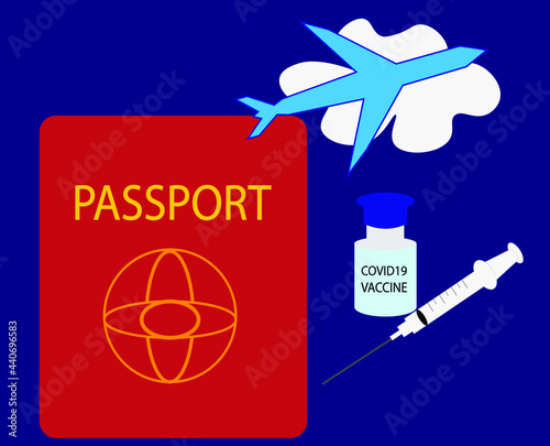 Concept vaccination, vaccine passport to travel.
