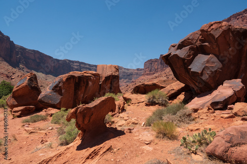 rugged desert boulders in canyon