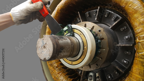 Rotor shaft and bearing for electric motor , Overhaul electric motor and change new bearing for electric motor onsite service