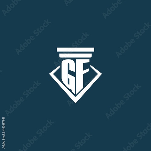 GF initial monogram logo for law firm, lawyer or advocate with pillar icon design