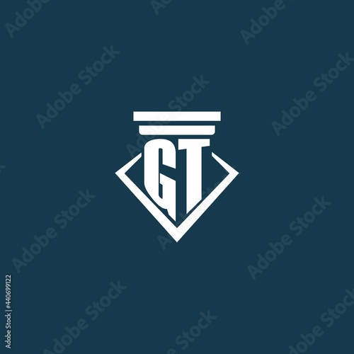 GT initial monogram logo for law firm, lawyer or advocate with pillar icon design