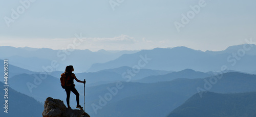 Young Woman Watching the Magnificent View of Nature