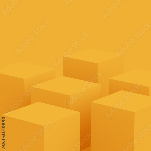 3d yellow stage podium scene minimal studio background. Abstract 3d geometric shape object illustration render. Display for summer holiday product.