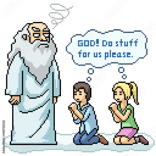 pixel art people begging god