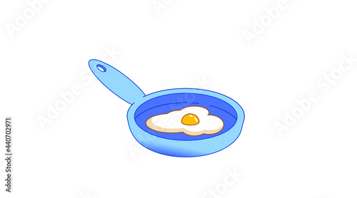 Delicious fried eggs in a frying pan. Isolated vector image in eps format.