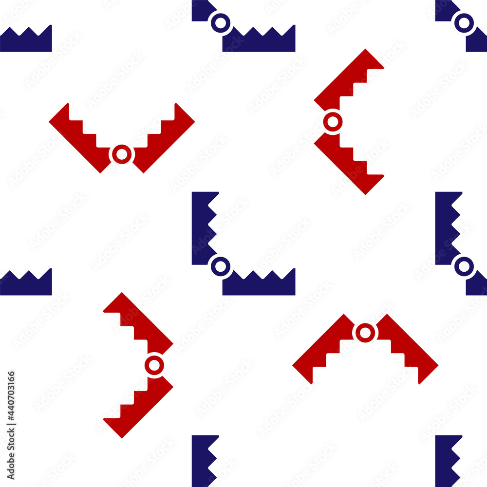 Blue and red Trap hunting icon isolated seamless pattern on white background. Vector Blue and red Trap hunting icon isolated seamless pattern on white background. Vector