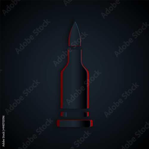 Paper cut Bullet icon isolated on black background. Paper art style. Vector