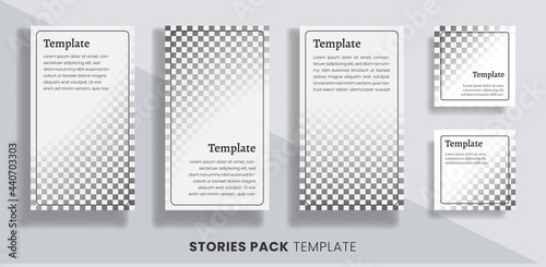 Editable trendy template for social network stories in white and transparent gradient for photos, vector illustration. Background design for social media