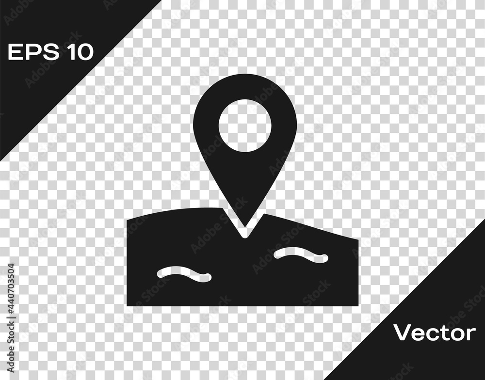 Black Location fishing icon isolated on transparent background. Fishing place. Vector Black Location fishing icon isolated on transparent background. Fishing place. Vector