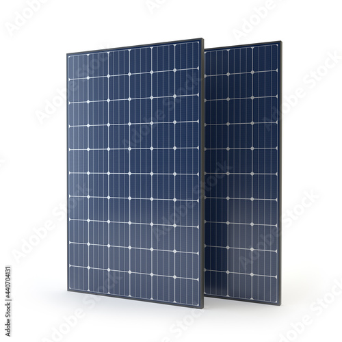 Two isolated solar panels - 3D illustration photo