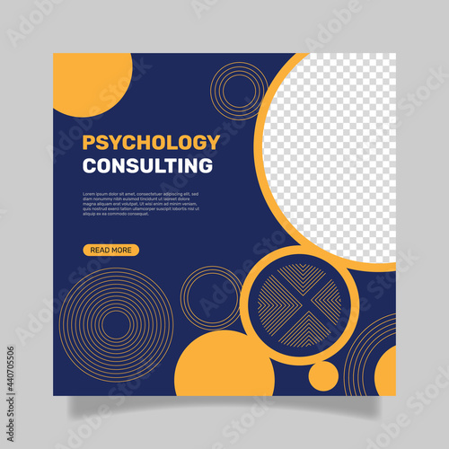 Psychology consulting squared flyer template. -  Vector.