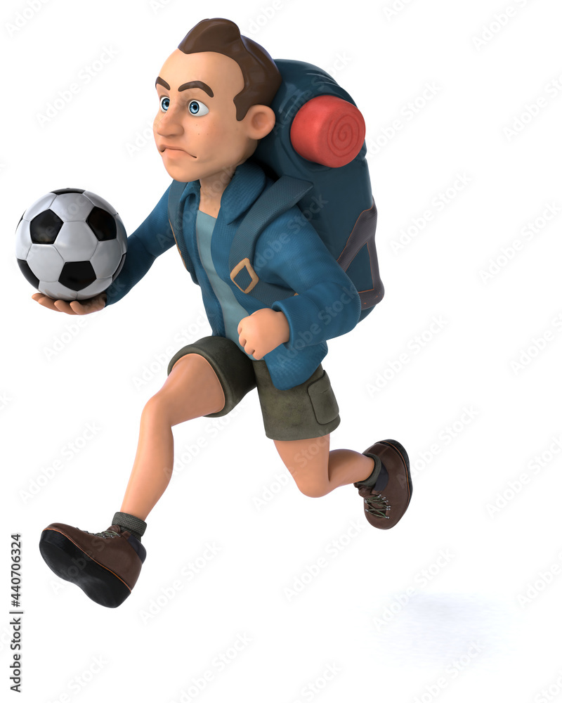 Fototapeta premium Fun illustration of a 3D cartoon backpacker