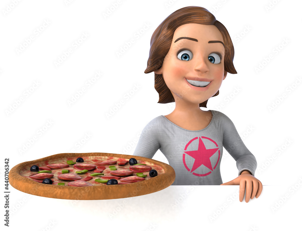 Fun 3D illustration of a cartoon teenage girl Fun 3D illustration of a cartoon teenage girl