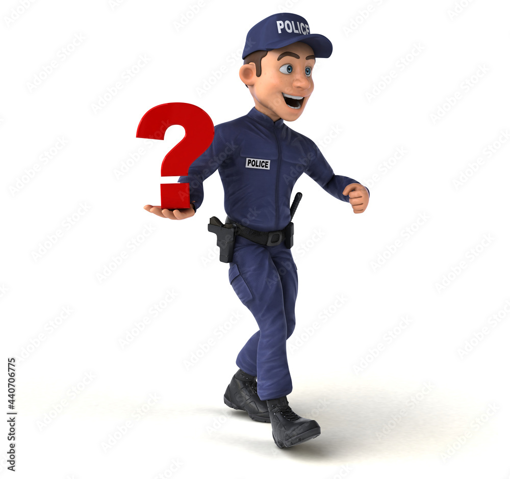 Fun 3D illustration of a cartoon Police Officer Fun 3D illustration of a cartoon Police Officer
