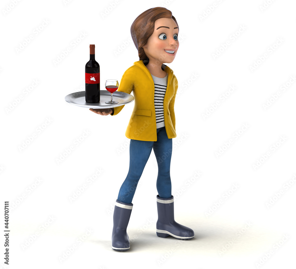 Fun 3D illustration of a cartoon teenage girl Fun 3D illustration of a cartoon teenage girl