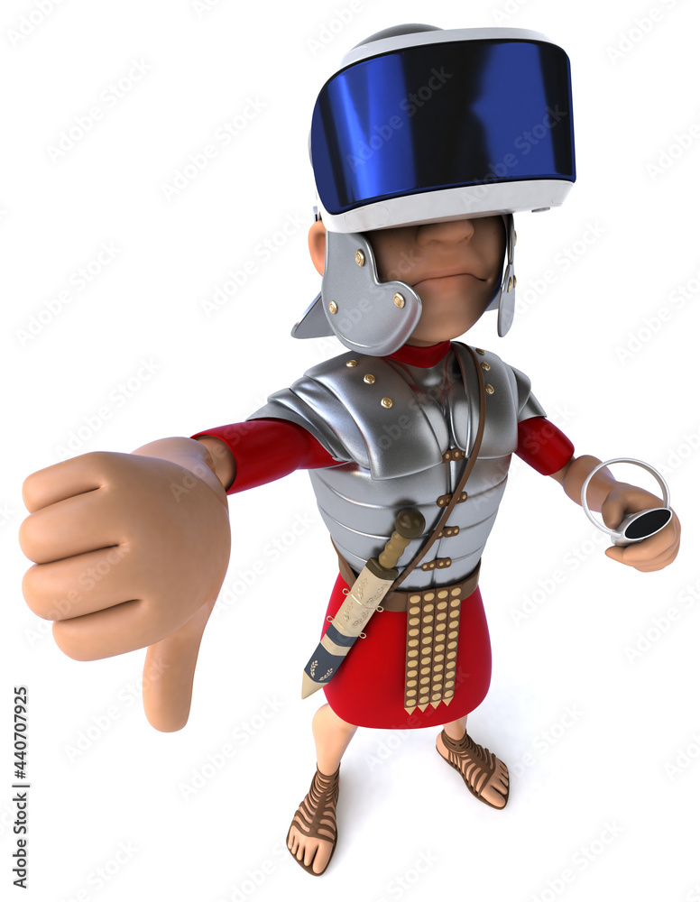 Fun 3D Illustration of a roman soldier with a VR Helmet Fun 3D Illustration of a roman soldier with a VR Helmet