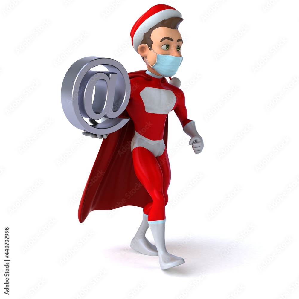 Fun 3D illustration of a cartoon Santa Claus with a mask Fun 3D illustration of a cartoon Santa Claus with a mask