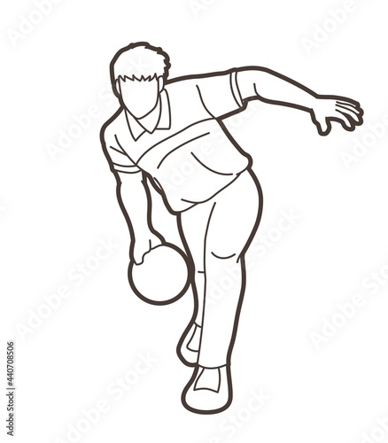 Fototapeta Naklejka Na Ścianę i Meble -  Male Player Bowling Sport  Bowler Action Cartoon Graphic Vector