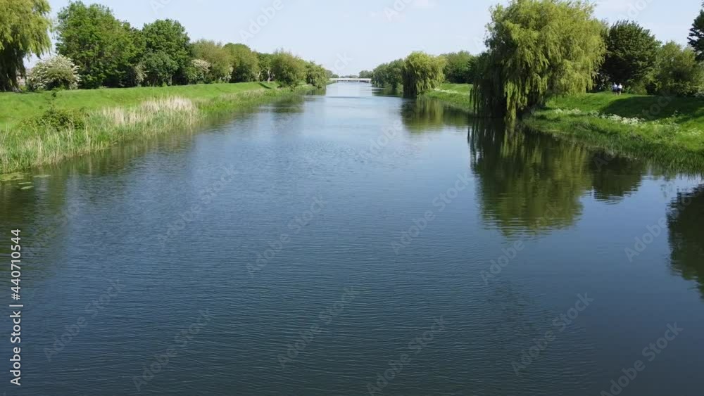 Lake River Drone Aerial Quiet Nature Walk Countryside Lake River Drone Aerial Quiet Nature Walk Countryside