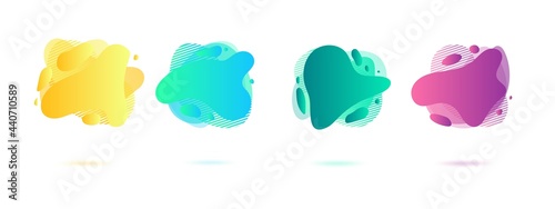 Abstract dynamic gradient graphic elements in modern style. Banners with flowing liquid shapes, amoeba forms.