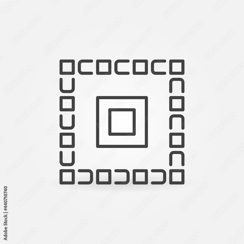 Blockchain Technology vector line minimal square icon