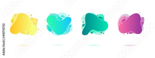 Abstract dynamic gradient graphic elements in modern style. Banners with flowing liquid shapes, amoeba forms.