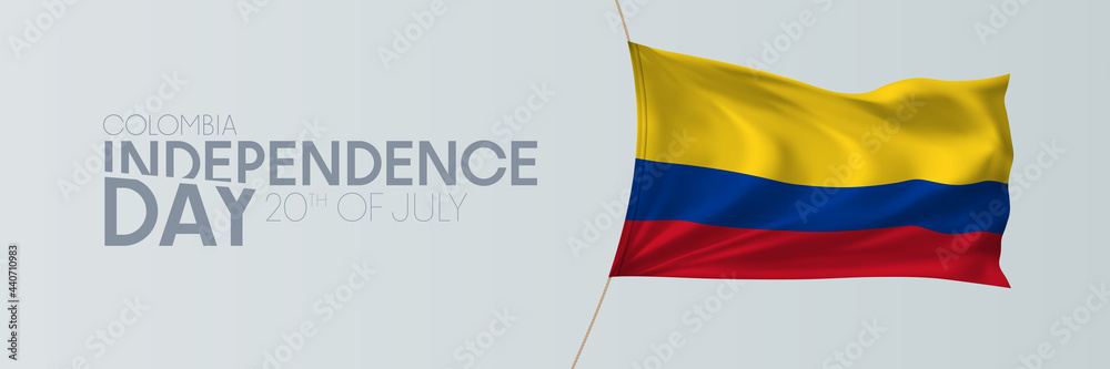 Colombia independence day vector banner, greeting card