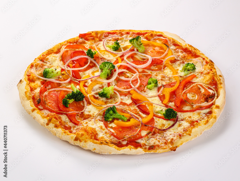 Vegetarian pizza with vegetables and cheese