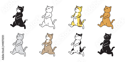 cat vector kitten calico icon pet running walking breed character cartoon doodle symbol illustratio design