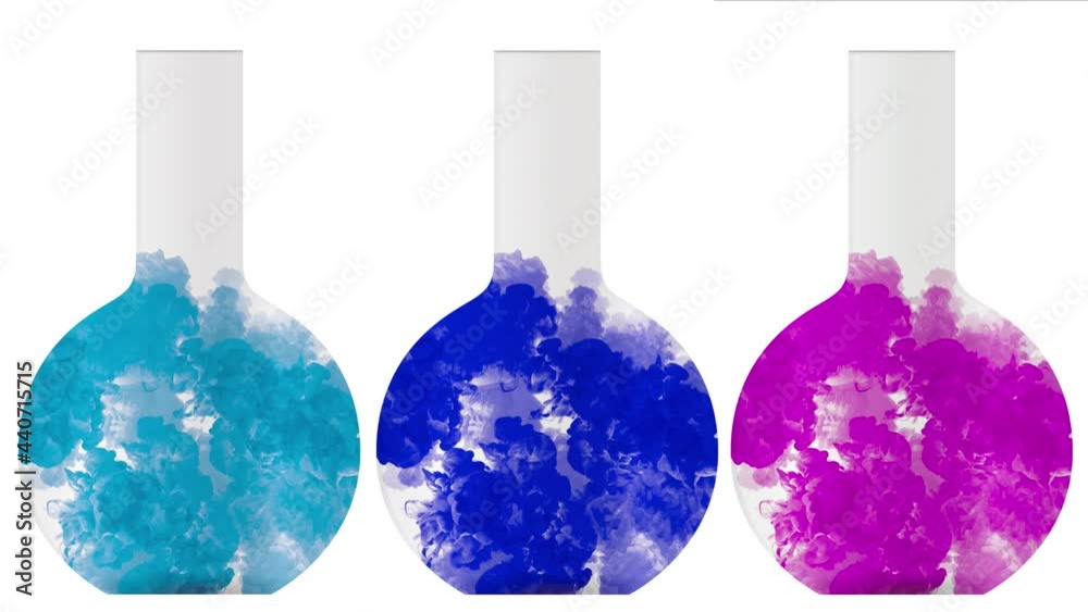 Illustrated background with test tube with animated color smoke inside